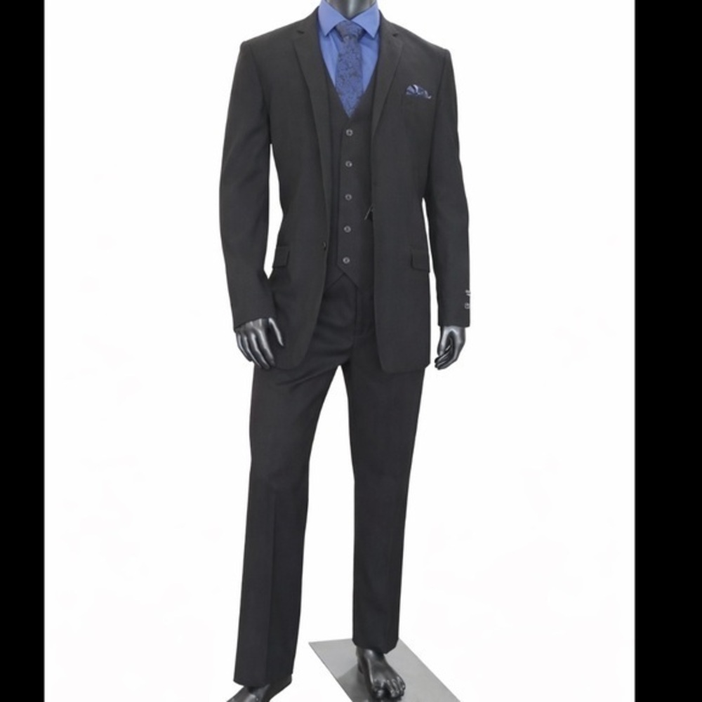 Pavaratti Collezione black St.Marcus modern fit 3 piece luxury suit New!
